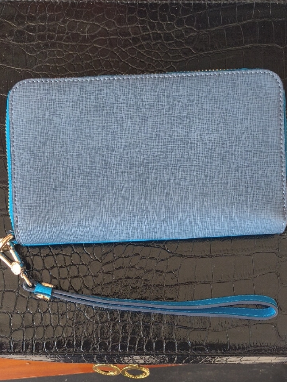 Furla Zip Wristlet Wallet in Bright Blue - Picture 4 of 11